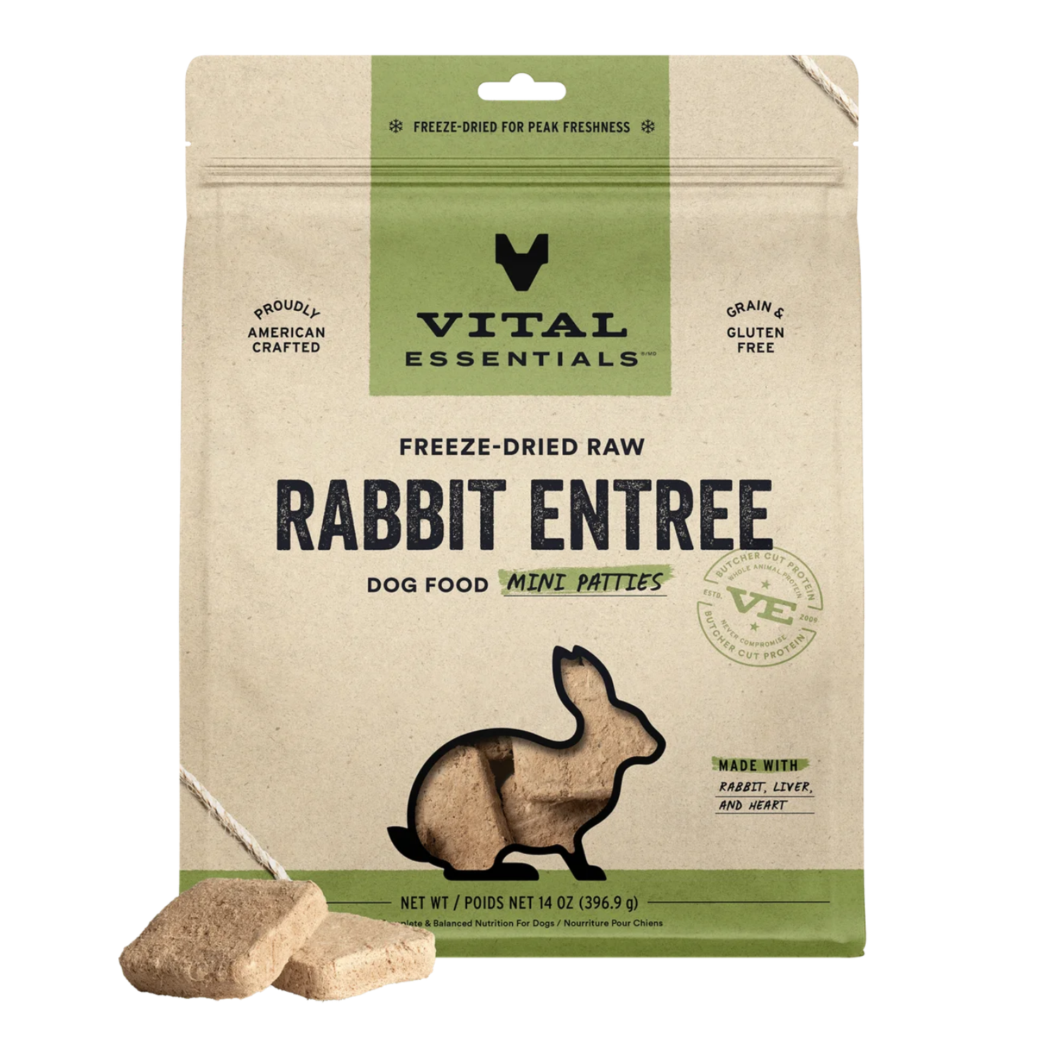 Vital Essentials - Freeze Dried Raw Rabbit Mini Patties for Dogs