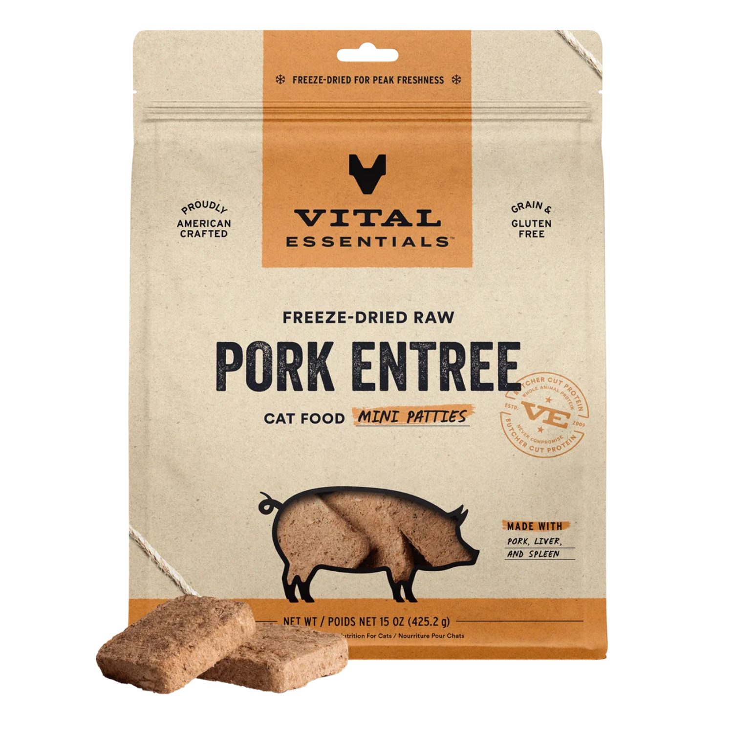 Vital Essentials - Freeze Dried Pork Mini Patties for Cats