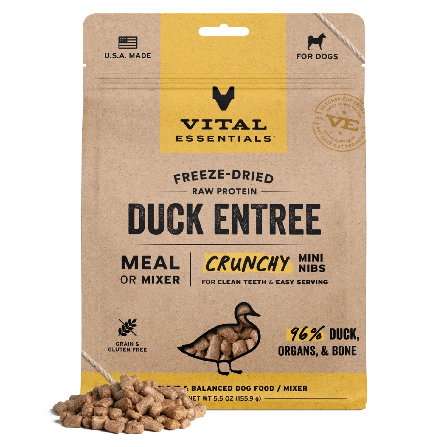 Vital Essentials - Freeze Dried Duck Crunchy Mini Nibs for Dogs