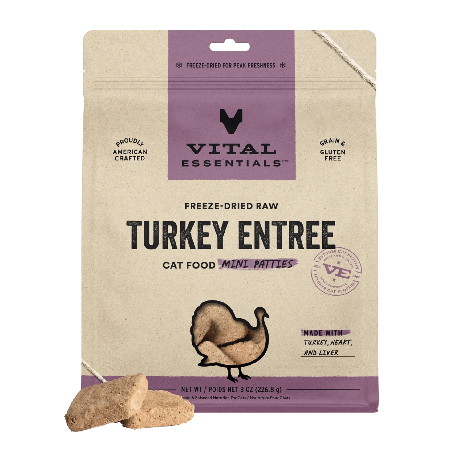Vital Essentials - Freeze Dried Turkey Mini Patties for Cats
