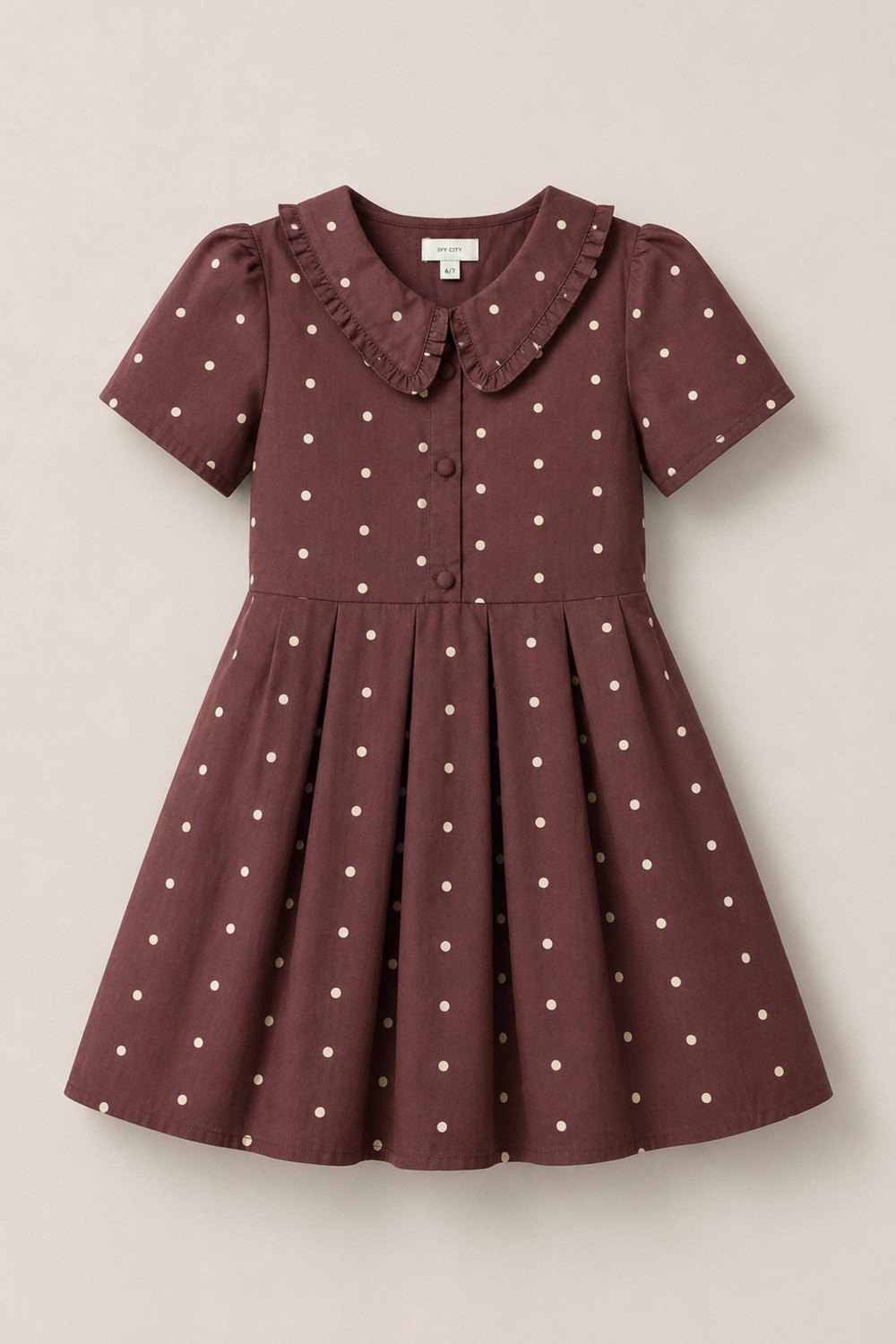 Mini Kit Dress in Warm Cocoa Dainty Dot
