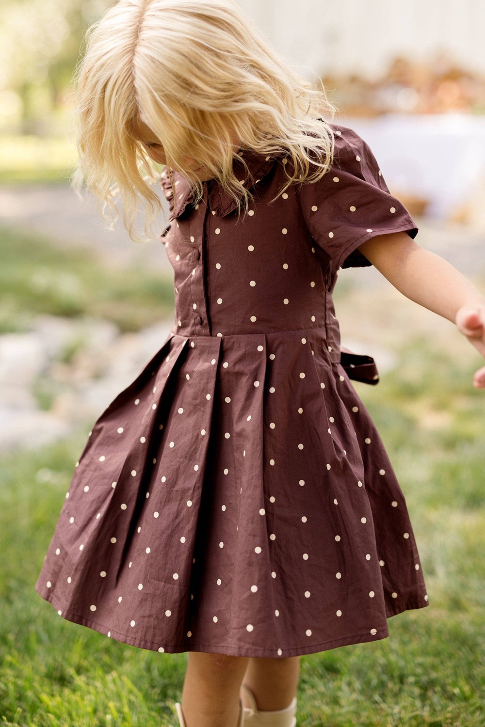 Mini Kit Dress in Warm Cocoa Dainty Dot