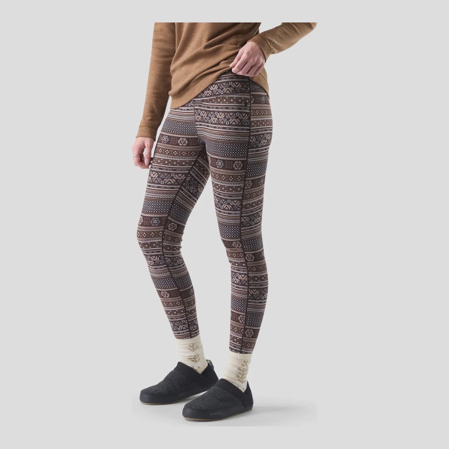 Smartwool Women's Classic Thermal Merino Base Layer Bottom in Mocha Fair Isle Fun, alternate view 2