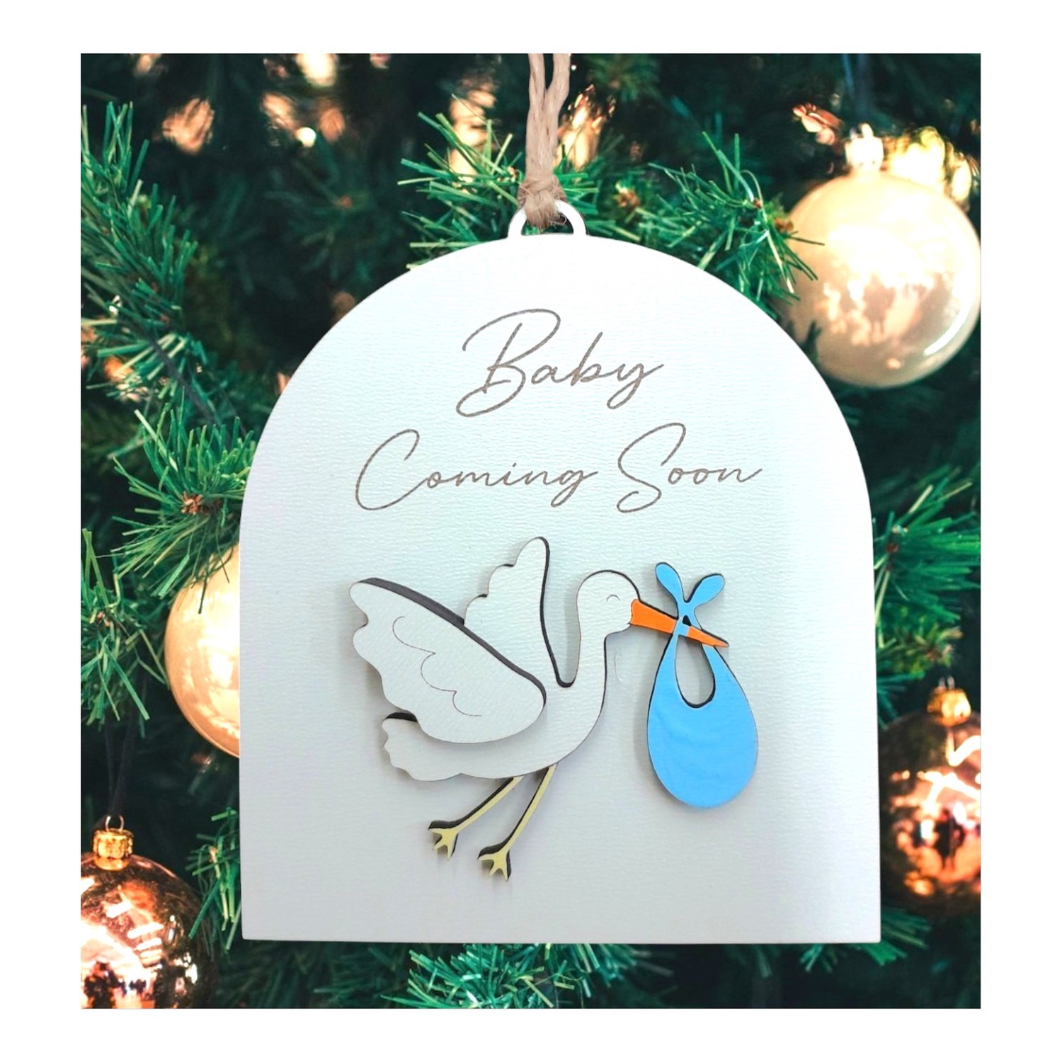 Stork Baby Coming Soon Ornament