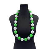 HS0481N - 44" Green And White 3cm Beads
