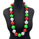 HS0480N - 44" Green White and Red 3cm Beads