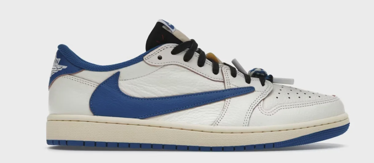 Jordan Air Jordan 1 Retro Low Original SP Fragment  x Travis Scott Sail Military Blue - Size US M 10.5