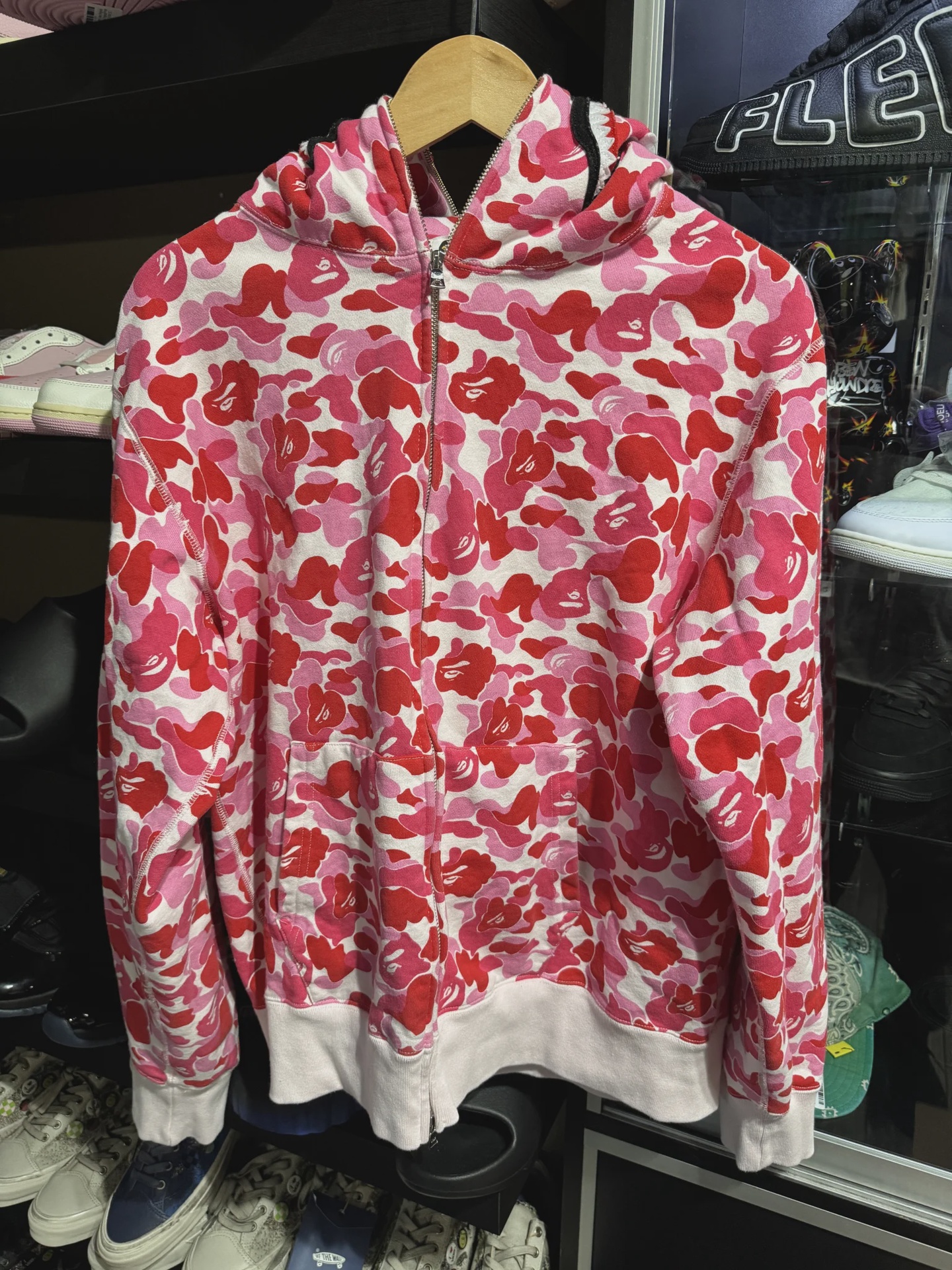BAPE Bape Shark Hoodie Zip Pink XL - Size XL