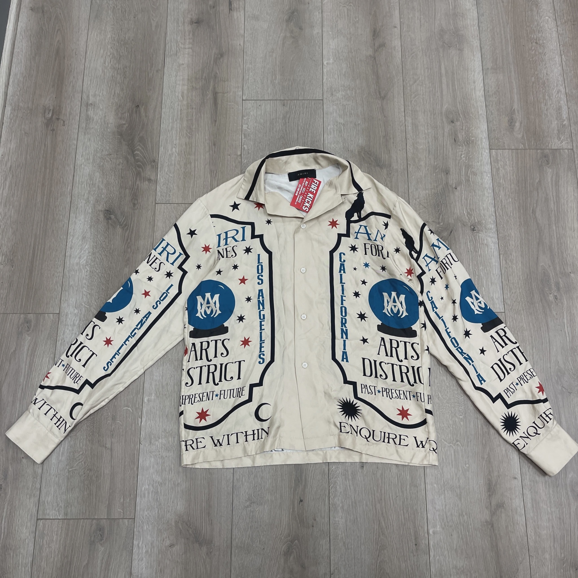 Amiri Fortune Long-Sleeve Bowling Shirt 'Alabaster' • Pre-Owned [3561]