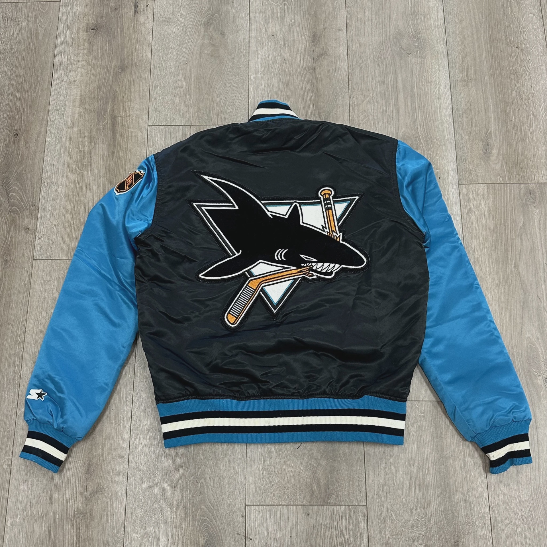 vintage 90s Starter San Jose Sharks bomber jacket • Pre-Owned [2135]