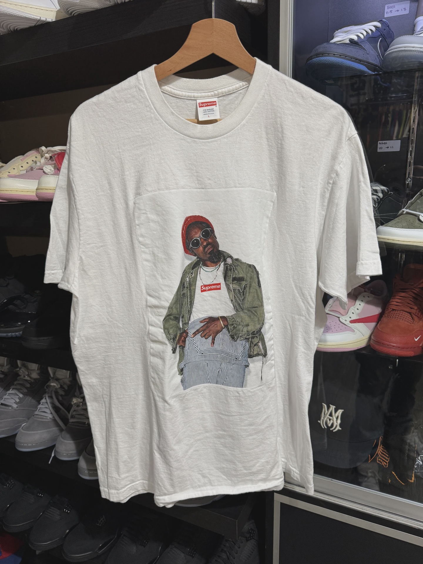Supreme Andre 3000 Tee white sz L • Pre-Owned [6080]