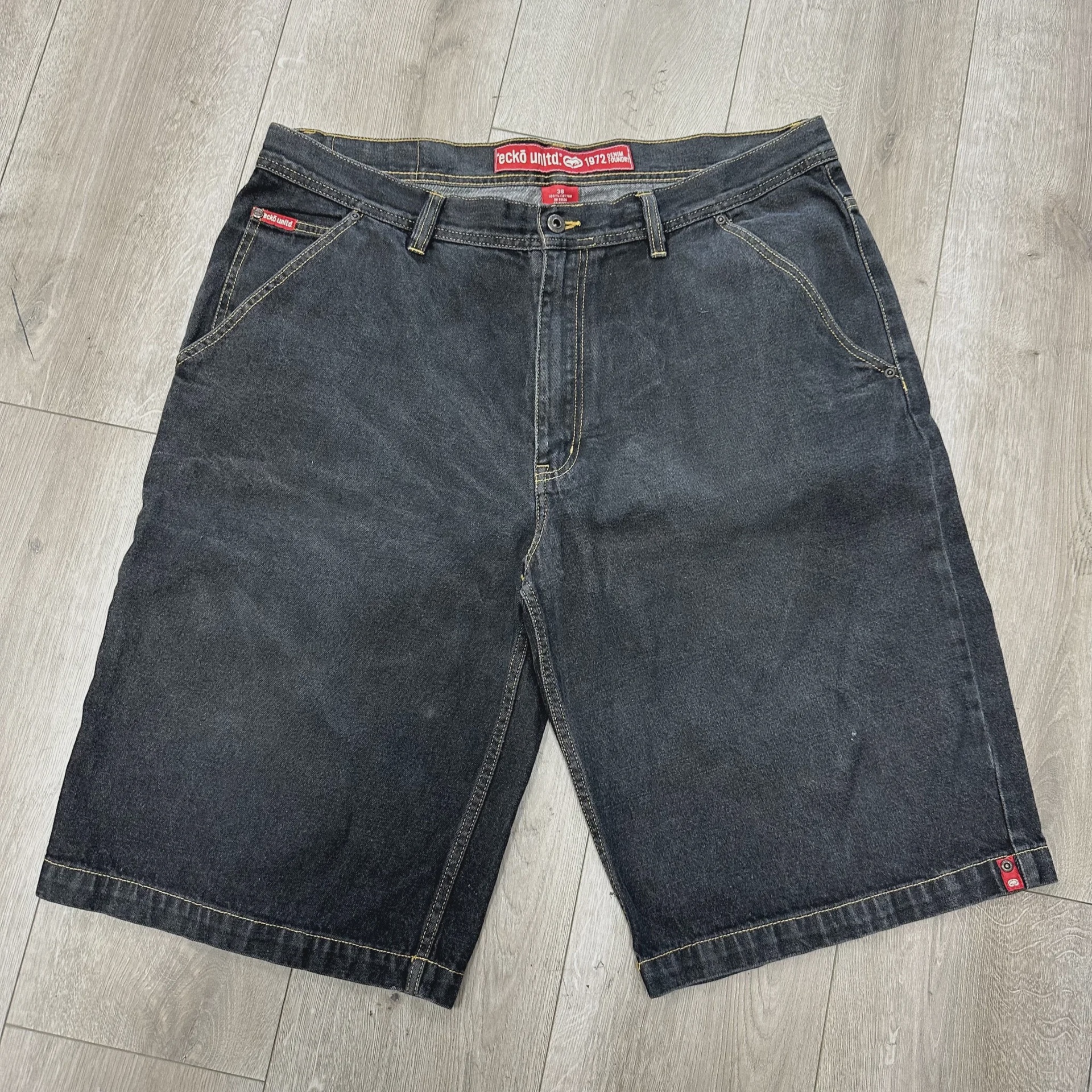 Ecko Unltd. Ecko Unltd. "Denim Foundry" Loose-Fit Black Denim Jorts - Size 38