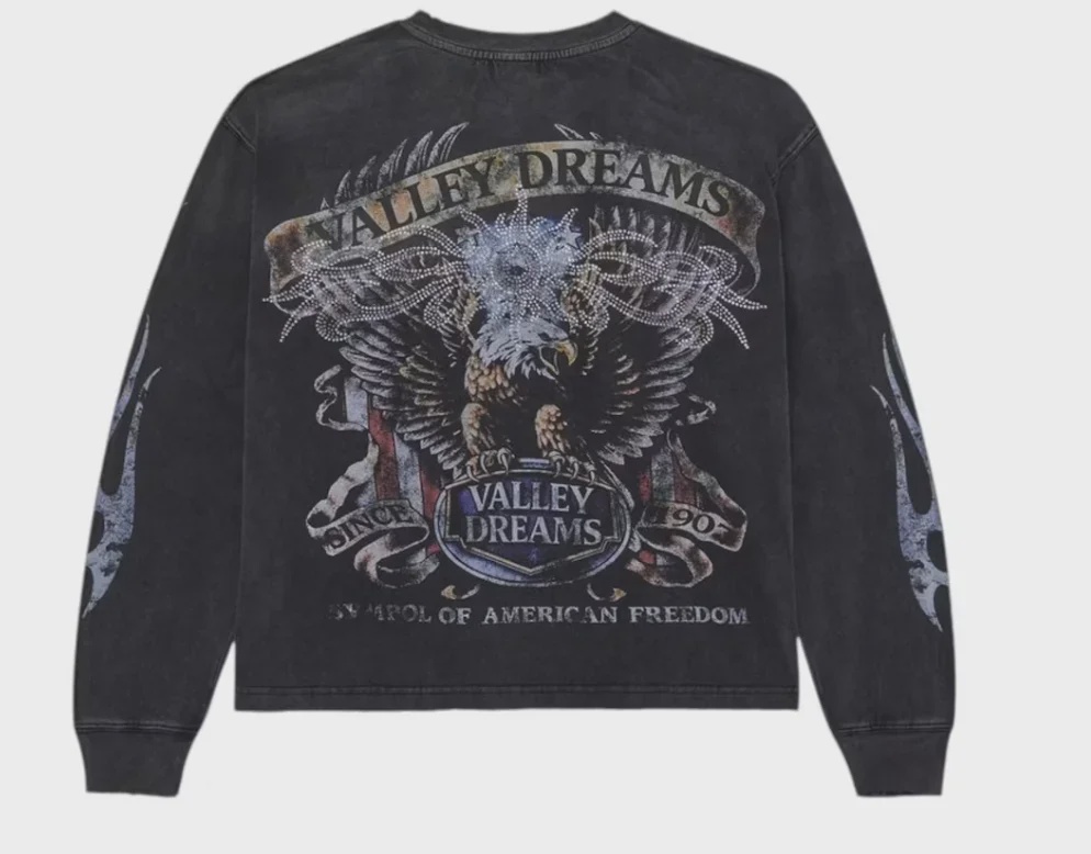 Vale Vale Forever Valley Bling Long-Sleeve Tee Black - Size L