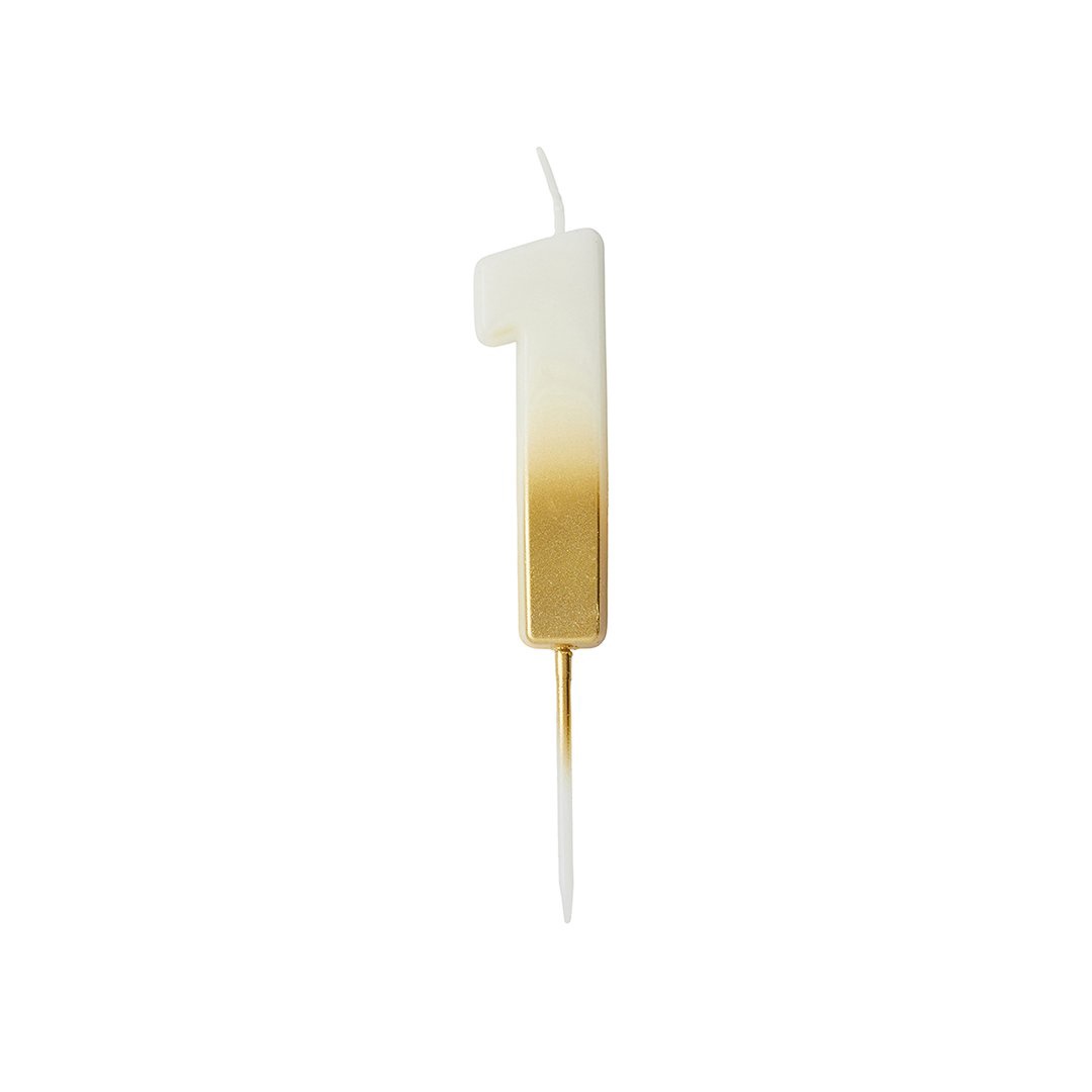 Hootyballoo - Gold Ombre Number Candle