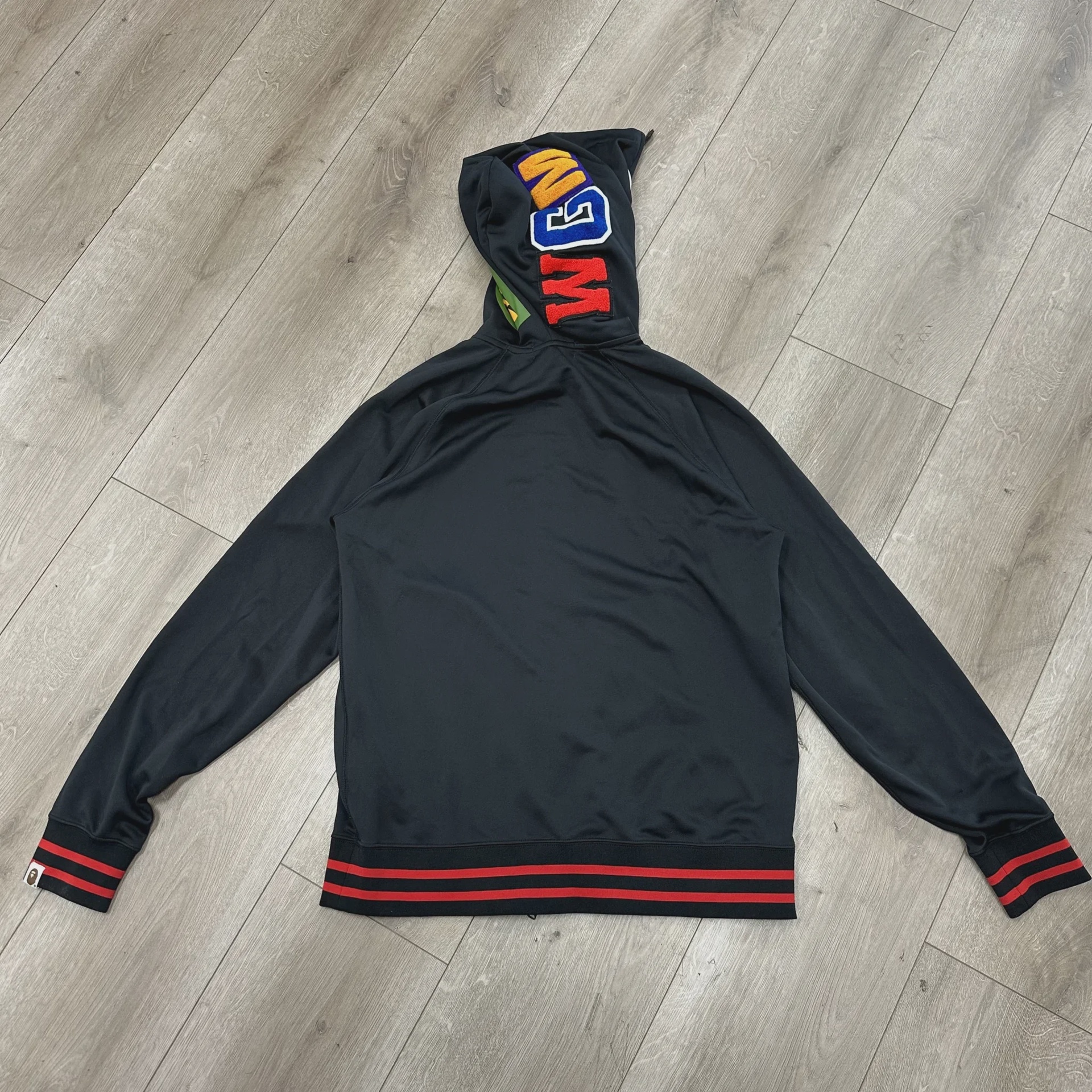 A Bathing Ape (BAPE) Black Jersey Shark Full-Zip Hoodie Track Jacket • Pre-Owned [4188] - photo 8