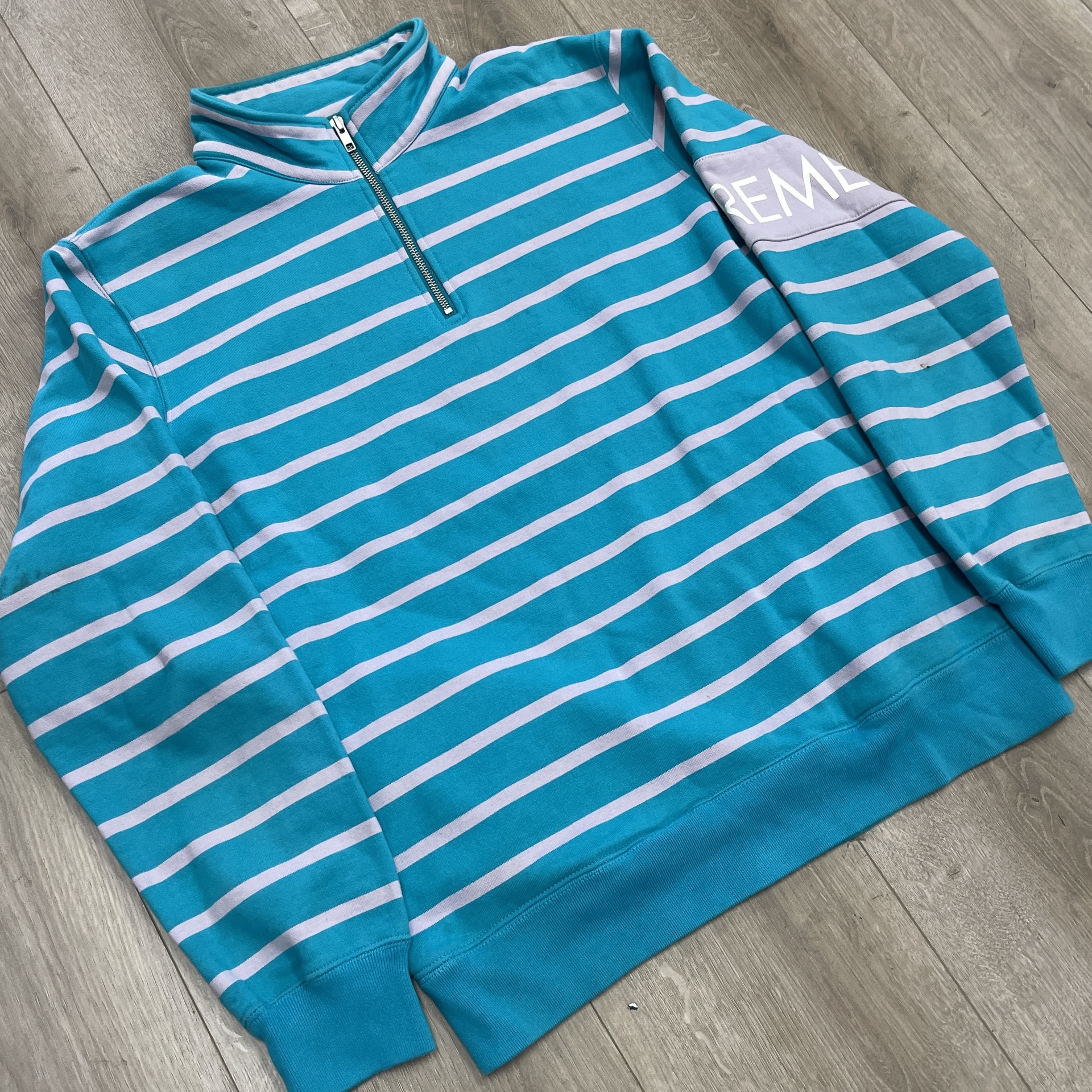 Supreme Striped Half Zip Sweater Teal/Light Purple FW16 - Pre-Owned 2