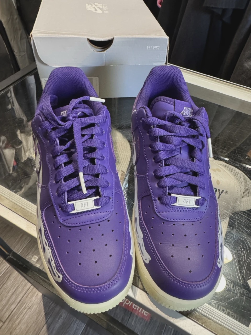 Nike Air Force 1 Low '07 QS Purple Skeleton Halloween (2021) • Pre-Owned [1351] 2