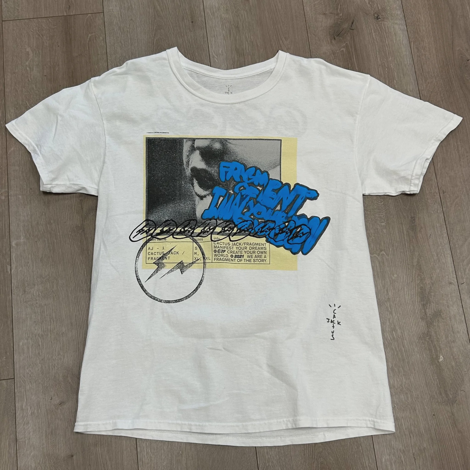 Travis Scott Travis Scott x Fragment Manifest T-Shirt 'Cream - Size M