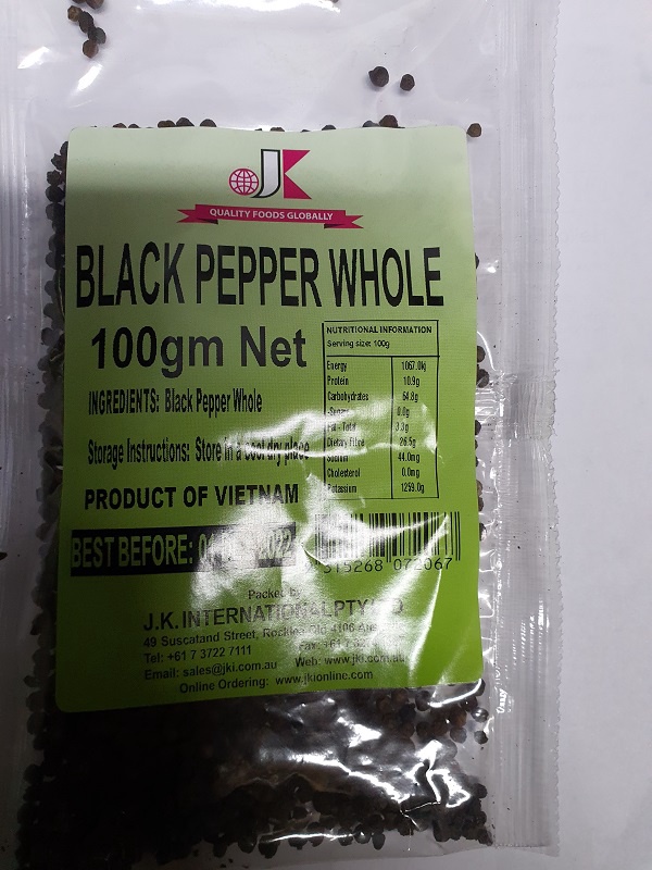 JK Black Pepper Whole 100g