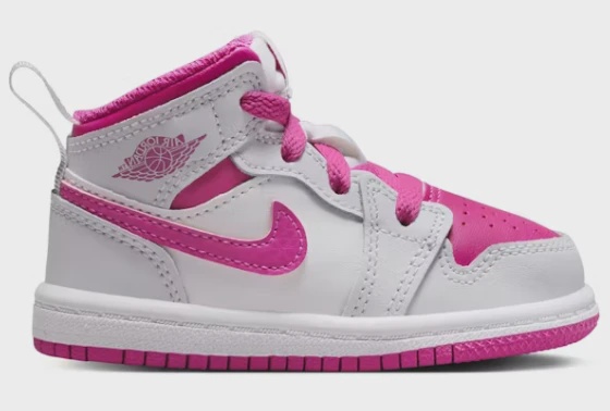 Jordan 1 Mid Iris Whisper White Fire Pink (TD) • Brand New [1291]