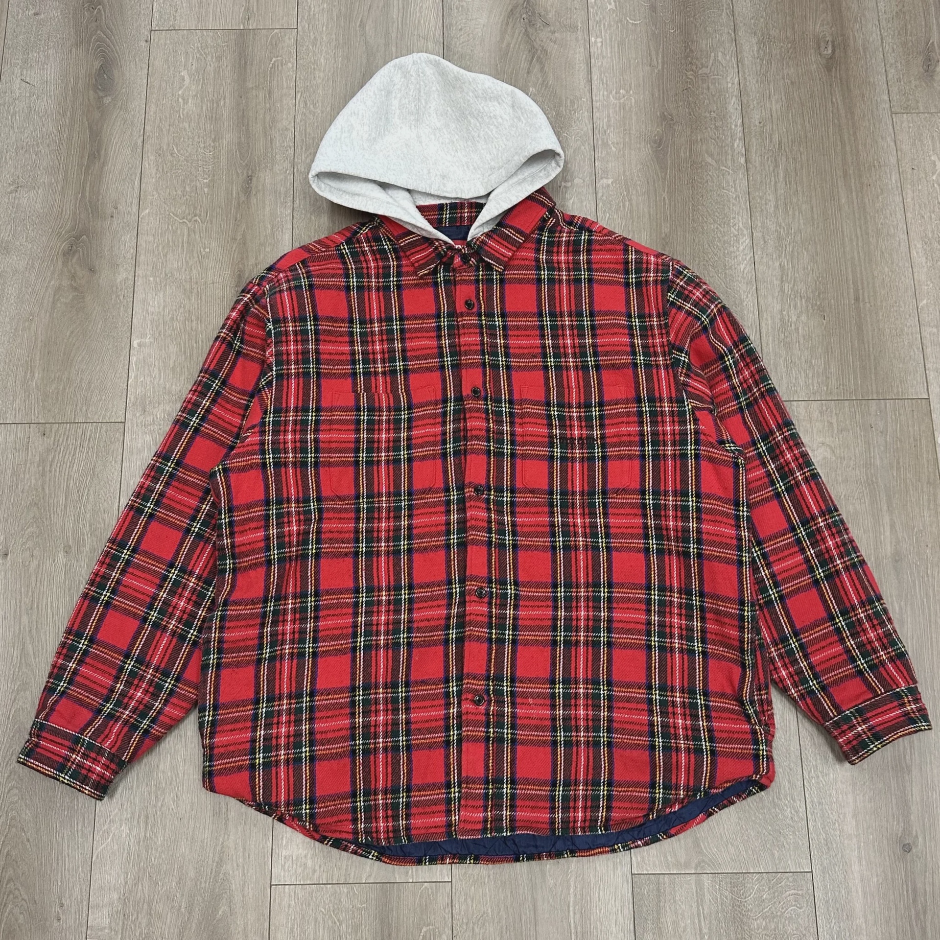Supreme FW23 Supreme Tartan Flannel Hooded Shirt 'Red' - Size XL