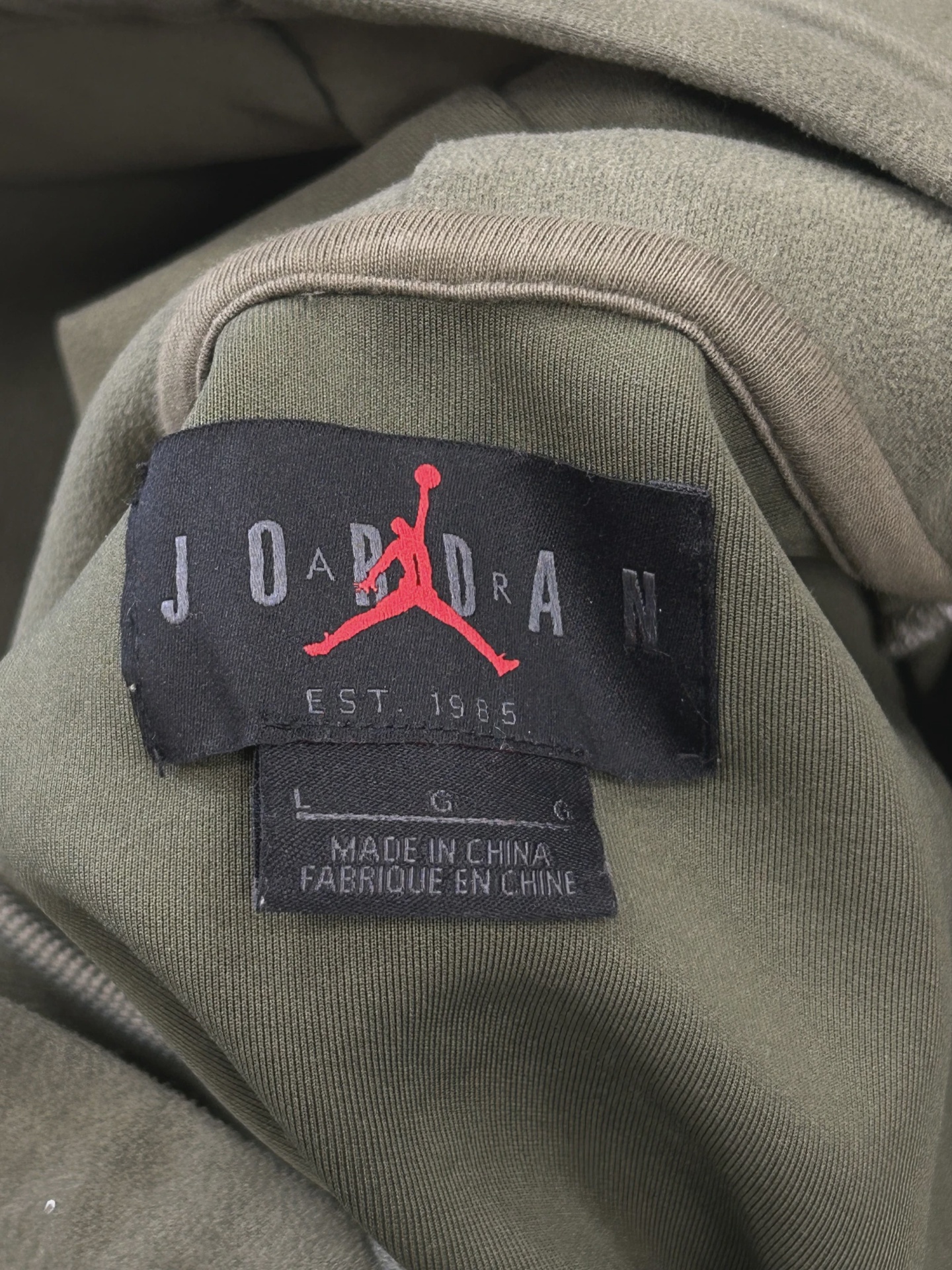 Travis Scott Jordan Washed Suede Hoodie Olive • Pre-Owned [6657] 4