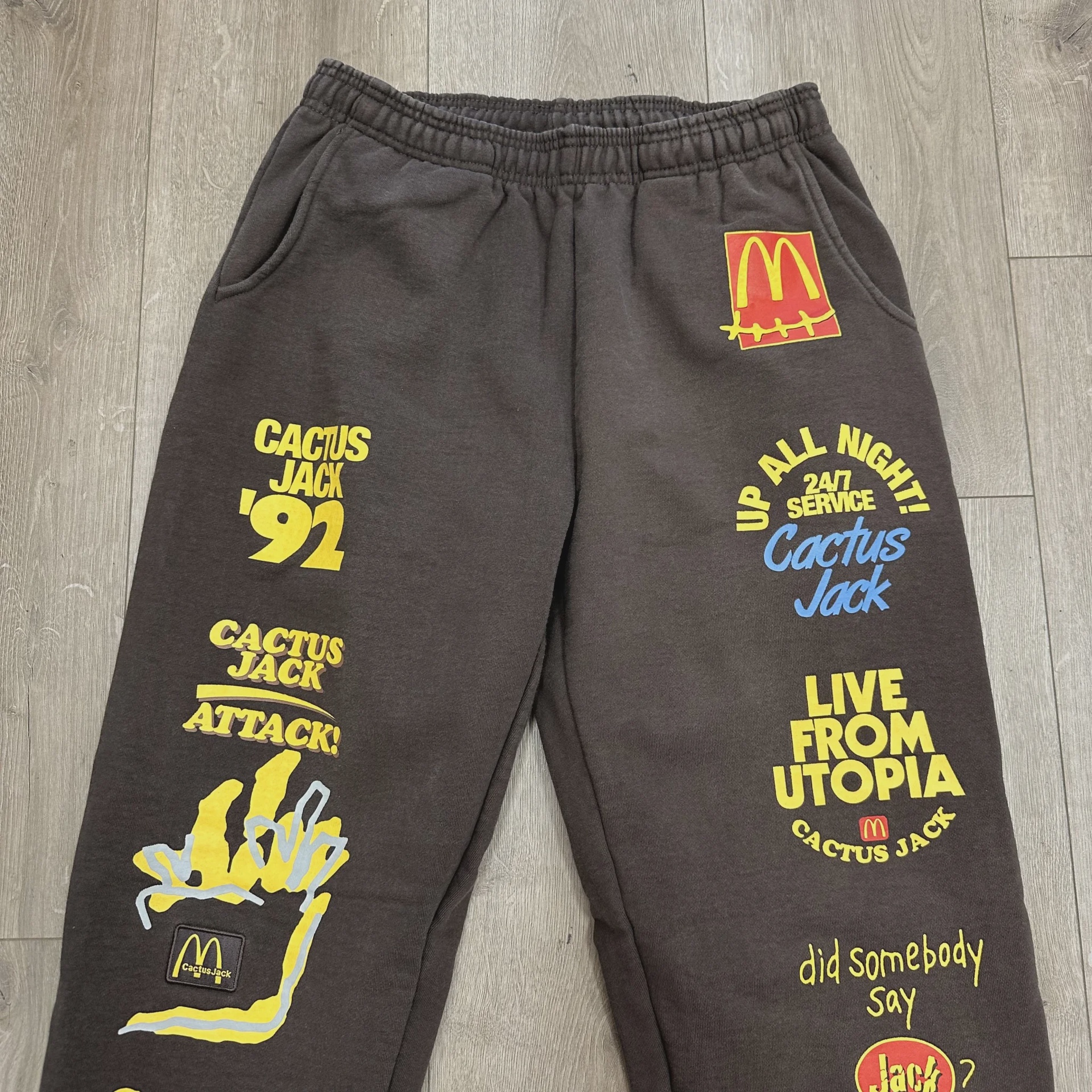 FW20 Travis Scott x McDonald's Sticker Bomb Sweatpants Brown • Pre-Owned [6239] - photo 2
