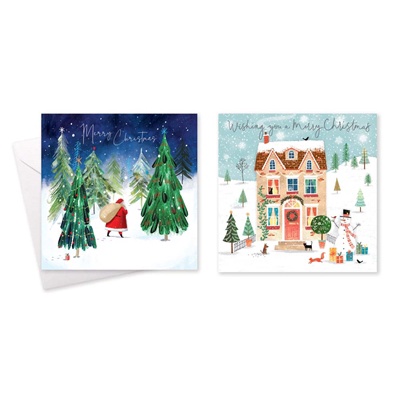 Festive Wonderland 10 Square Christmas Cards (D)