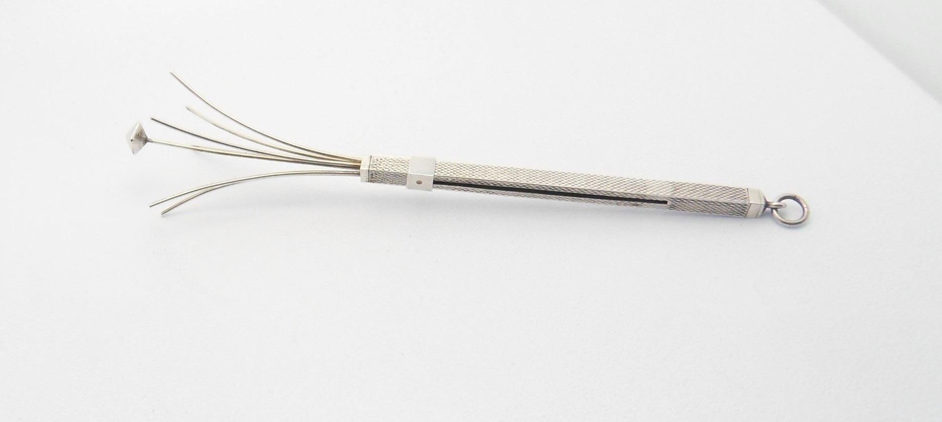 Unusual silver champagne swizzle stick London 1966 Silverware