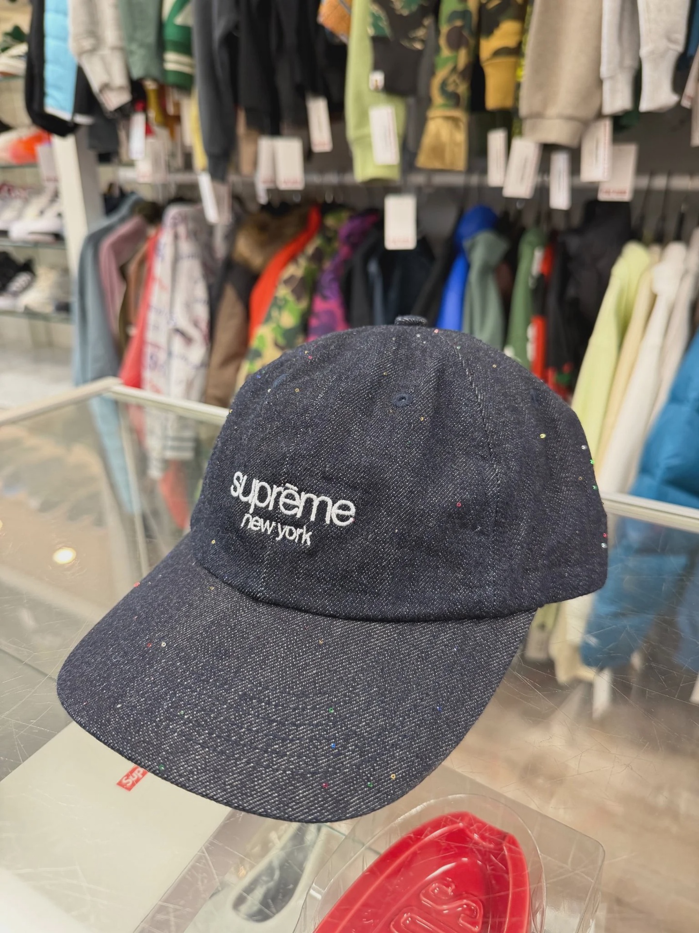Supreme Supreme Sequin Denim Classic Logo 6-Panel - Size One Size