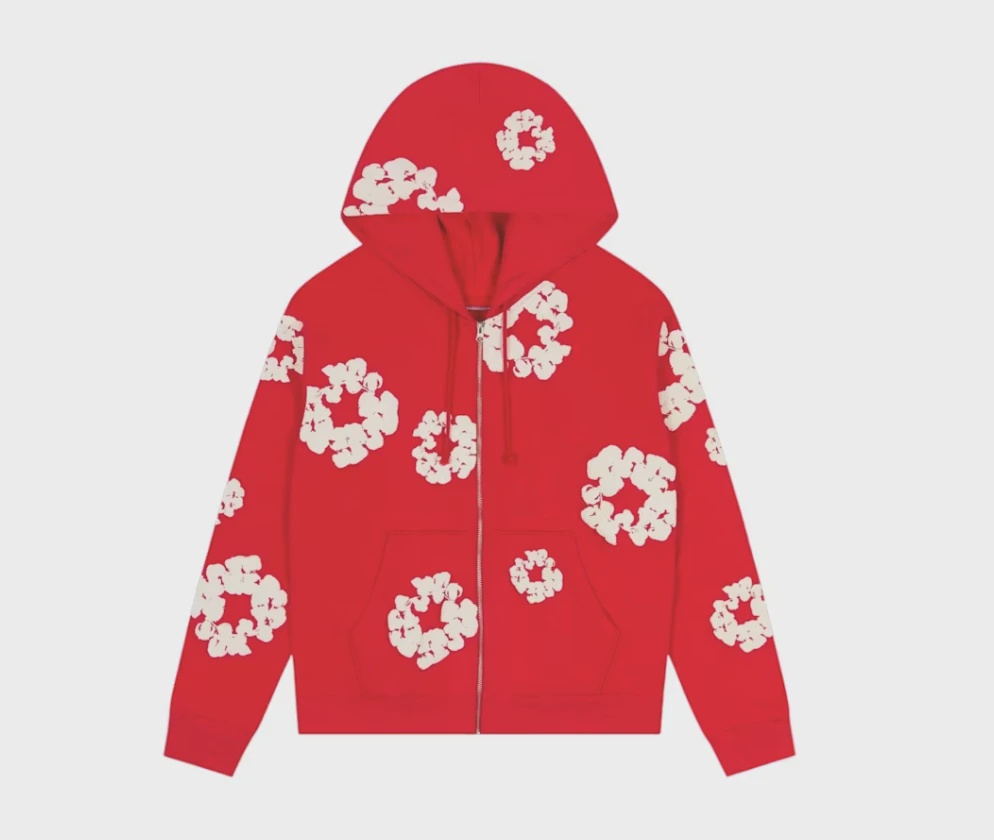 Denim Tears Cotton Wreath Zip Hoodie Red size M • Brand New [5298]