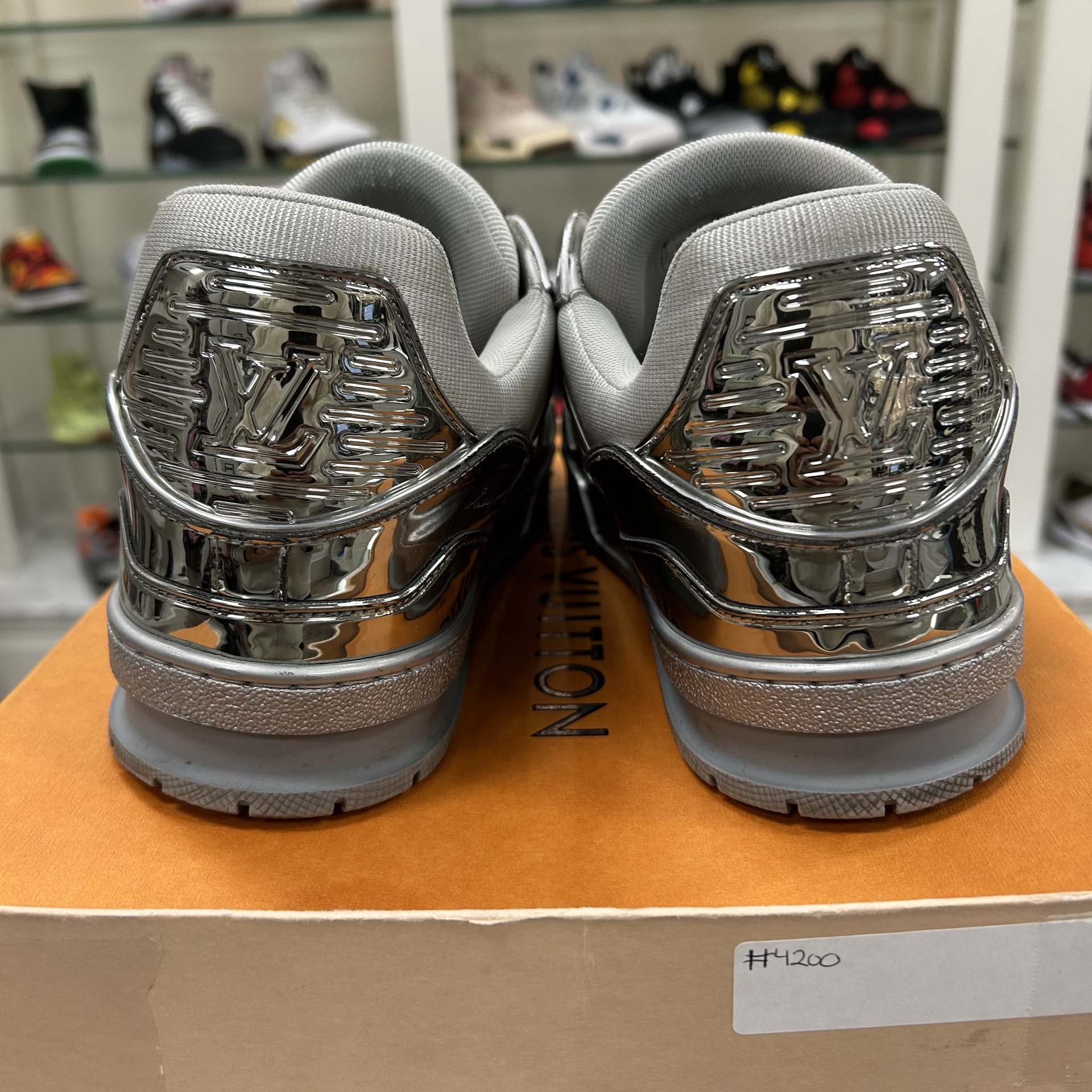 LOUIS VUITTON Silver Mirror LV Trainer Sneaker - Pre-Owned 5