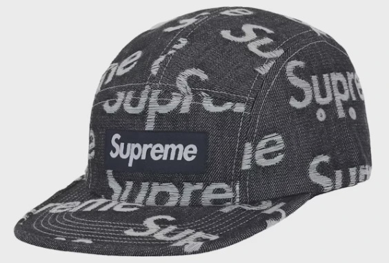 Supreme Jacquard Logos Denim Camp Cap Rigid Indigo • Brand New [4191]