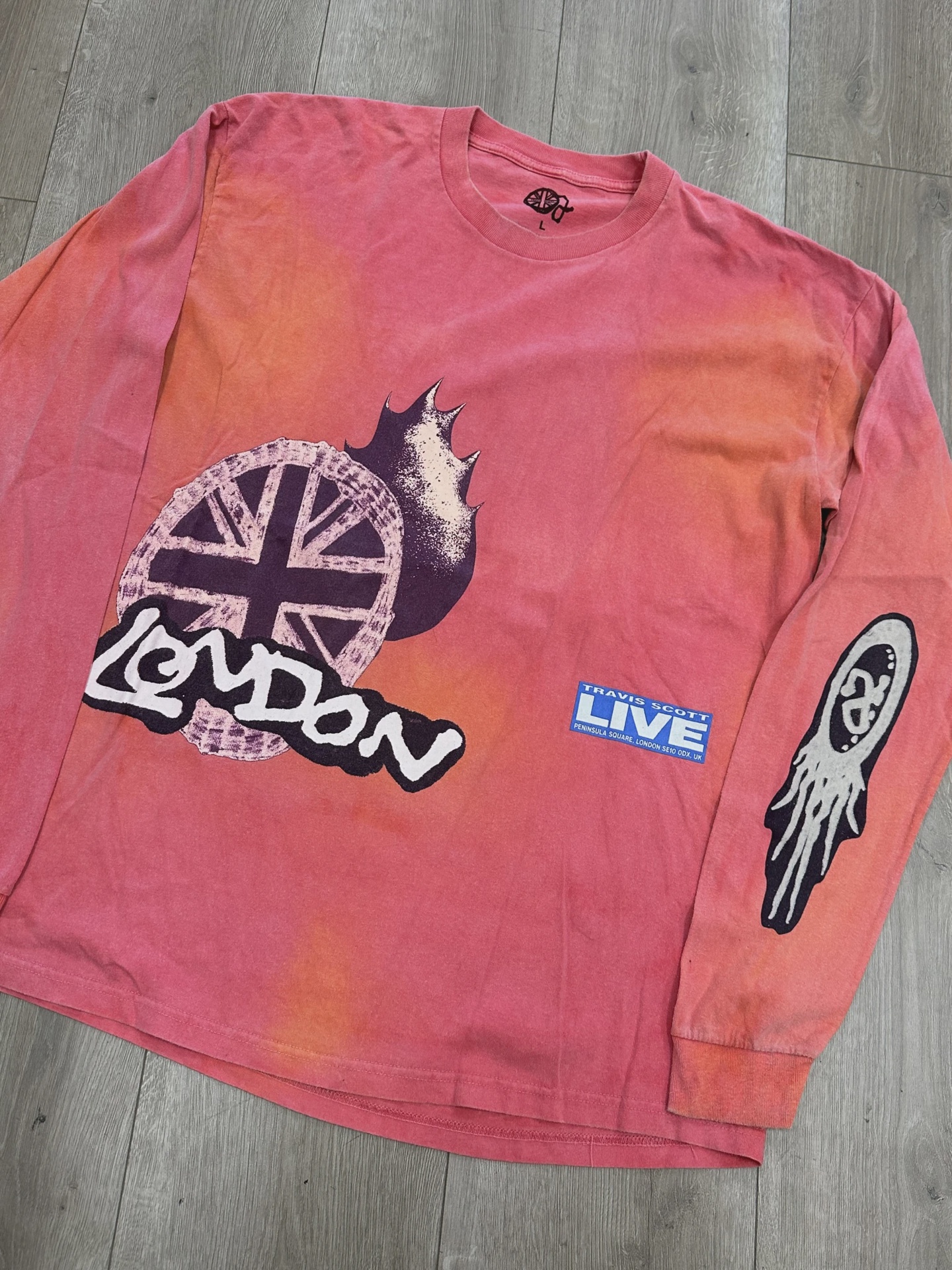Travis Scott O2 Live Long-Sleeve 'Pink Tie-Dye' T-shirt • Pre-Owned [0346] 2