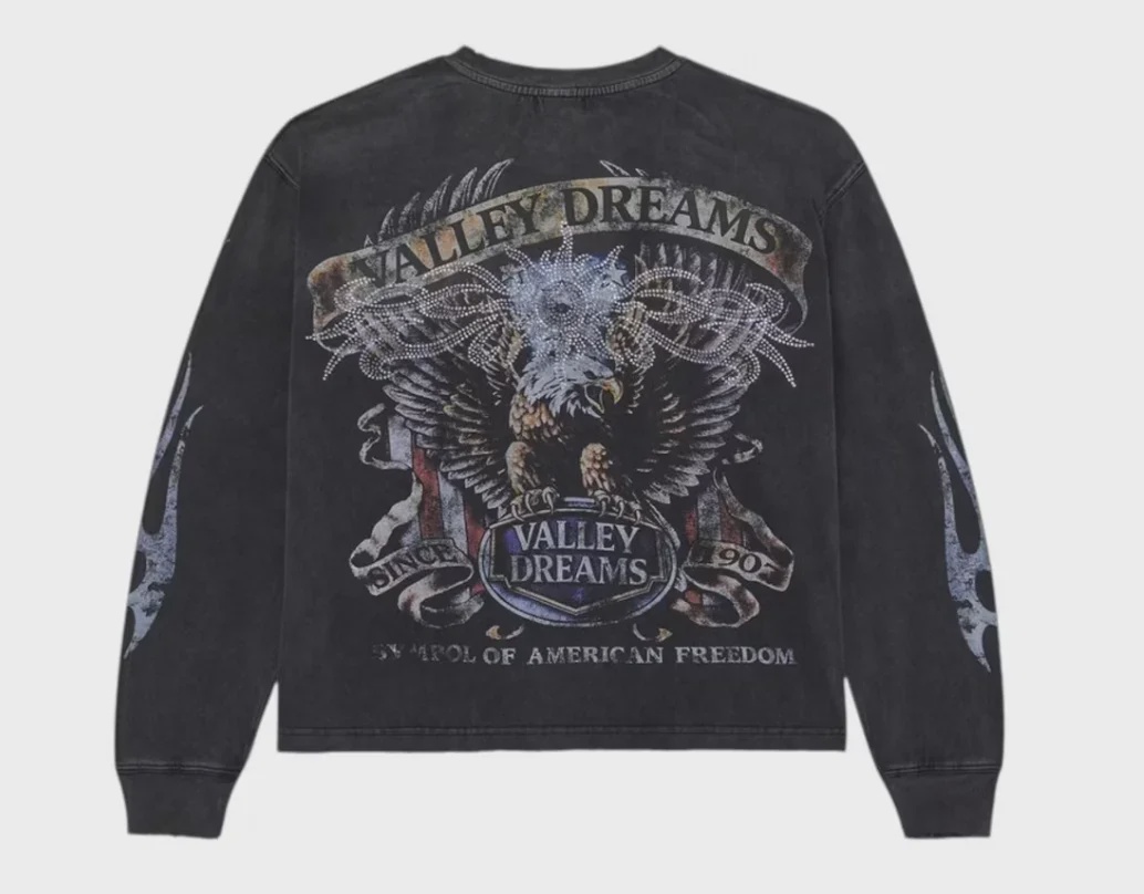 Vale Vale Forever Valley Bling Long-Sleeve Tee Black - Size M