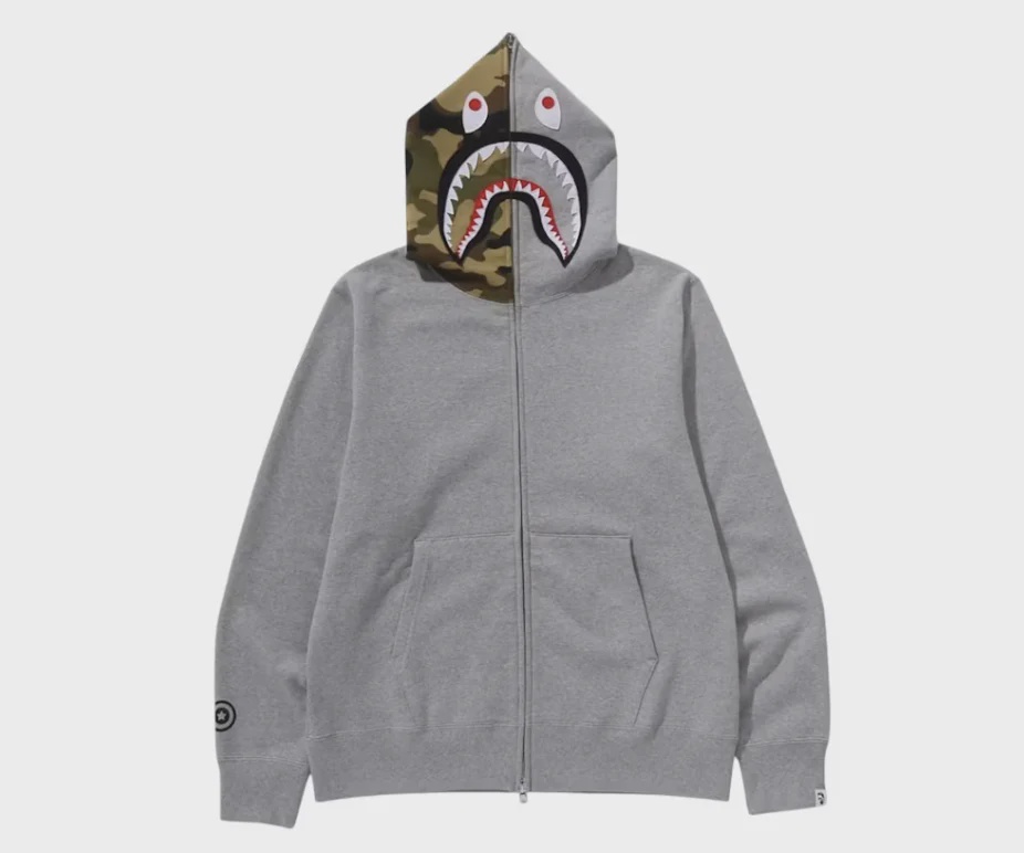 BAPE BAPE 1st Shark Full Zip Hoodie Gray - Size XL