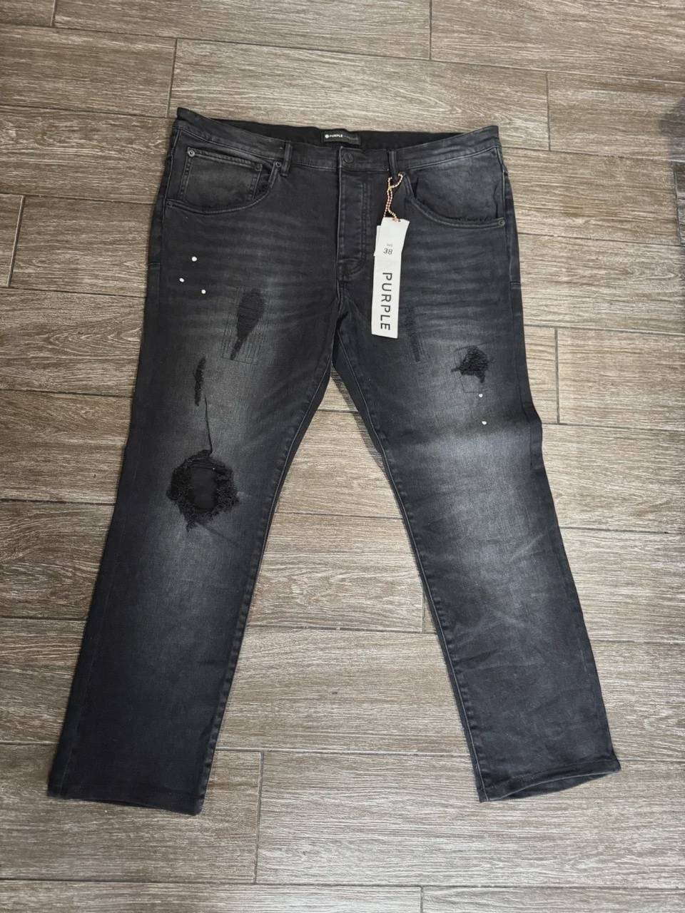 Purple Brand Purple Black Ripped Jeans Sz 38 - Size 38
