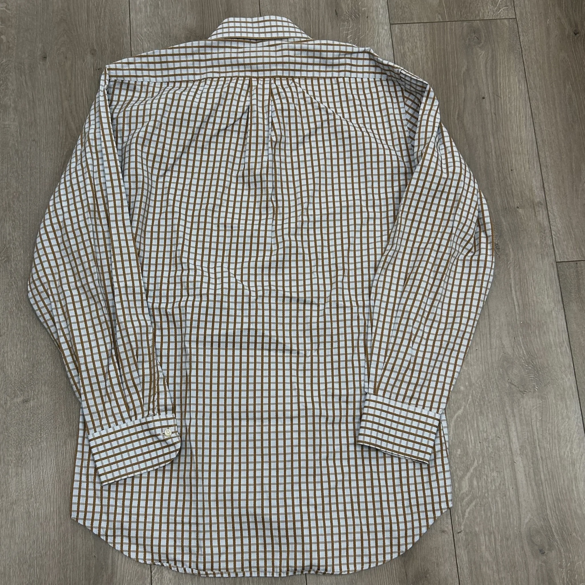Peter Millar long-sleeve button-up shirt Blue/Brown • Pre-Owned [4601] - photo 2