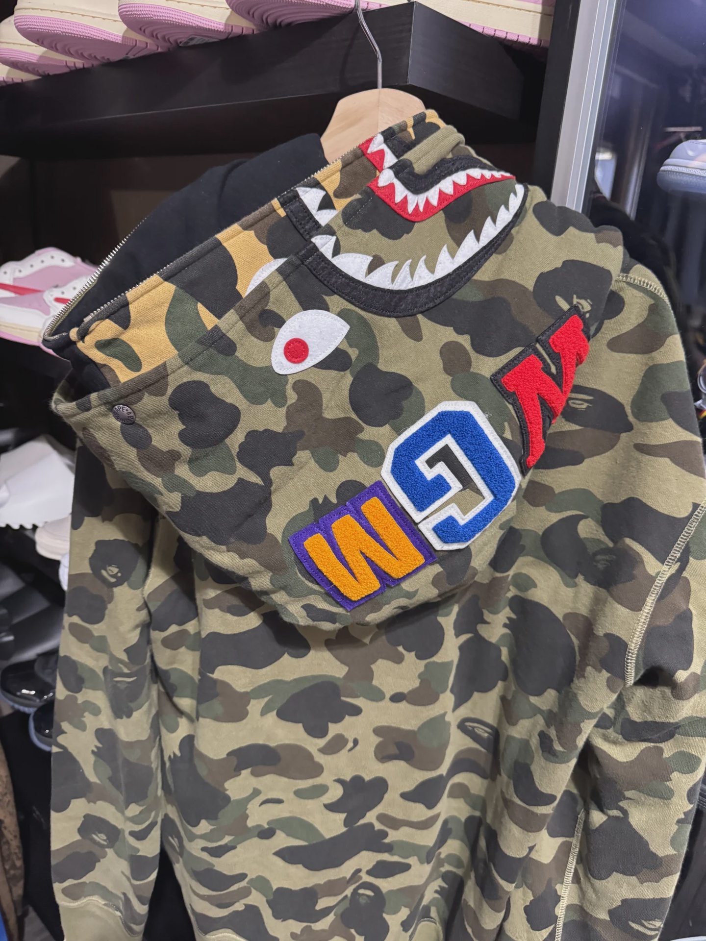BAPE Double Shark Full Zip Hoodie Camo 2XL • Pre-Owned [8289] - photo 3