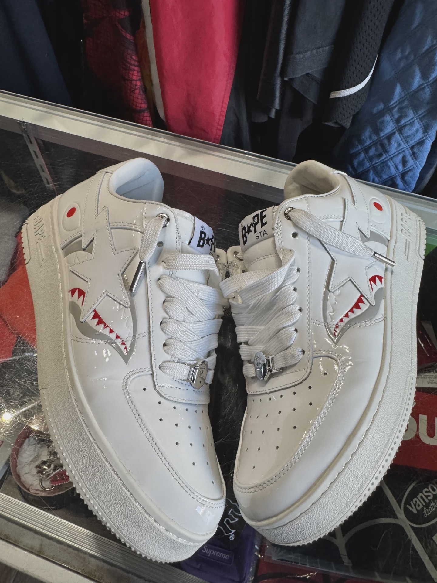 BAPE A Bathing Ape Bape Sta Low Shark White WGM (No Box) - Size US M 9.5