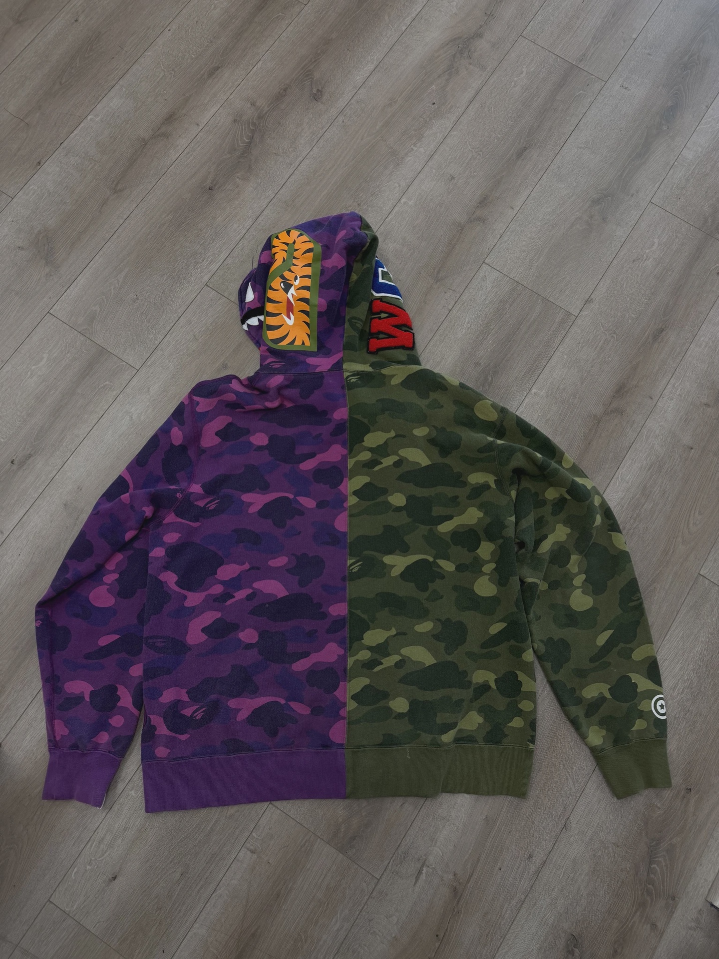 BAPE Color Camo Shark Full Zip Hoodie Green Purple • Pre-Owned [2903] 3