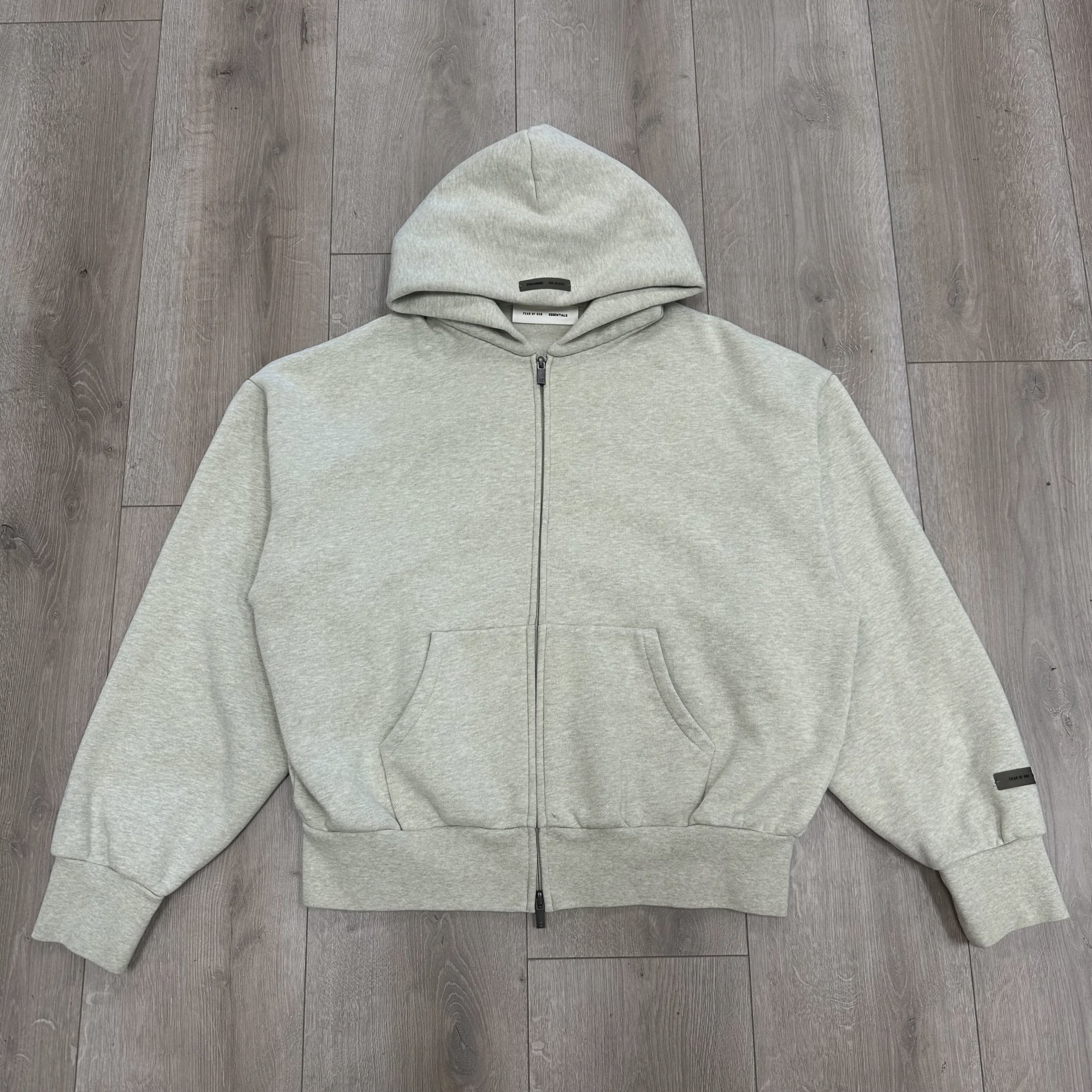 Essentials Fear of God Essentials Full Zip Hoodie 'Heather Stone' - Size S