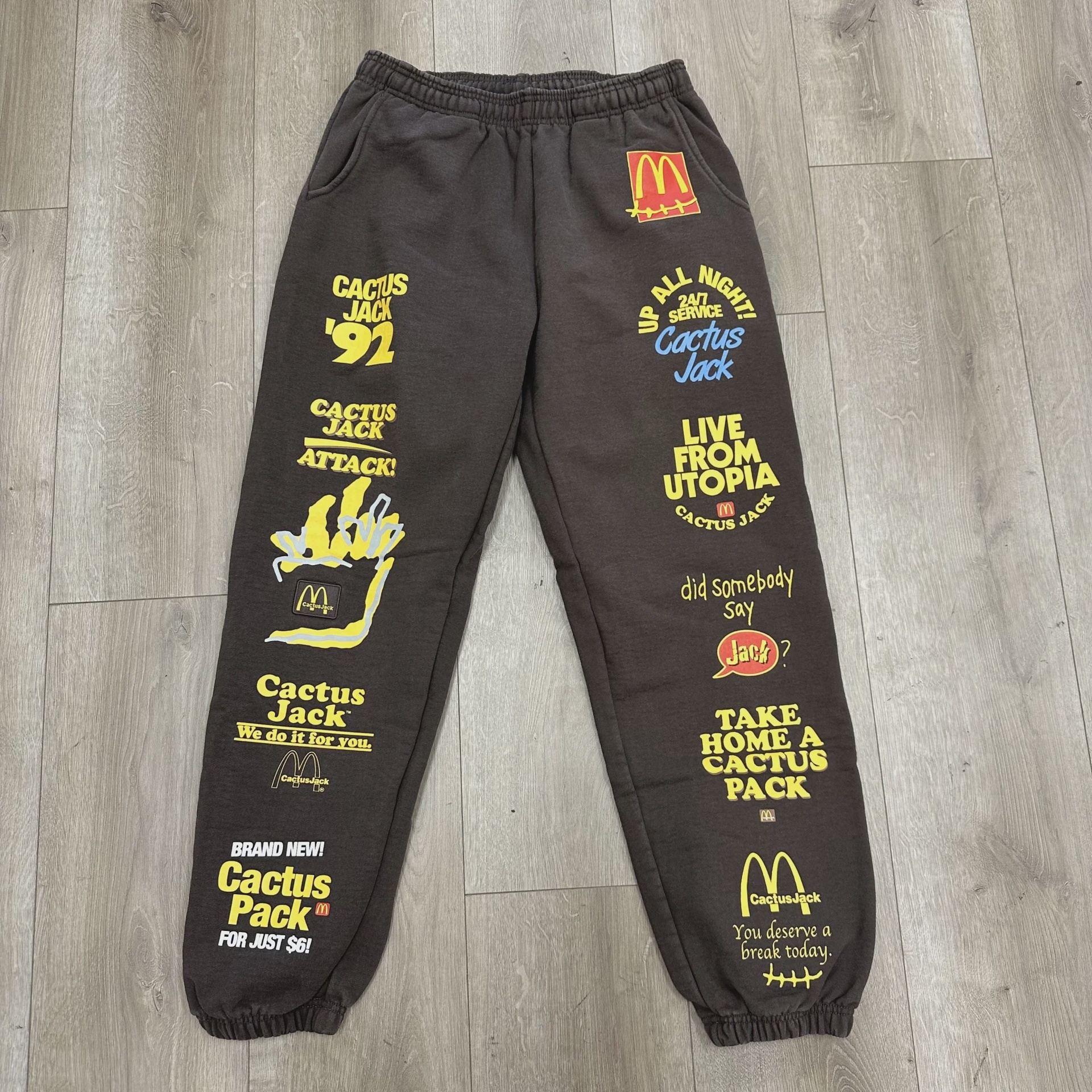 Travis Scott FW20 Travis Scott x McDonald's Sticker Bomb Sweatpants Brown - Size L