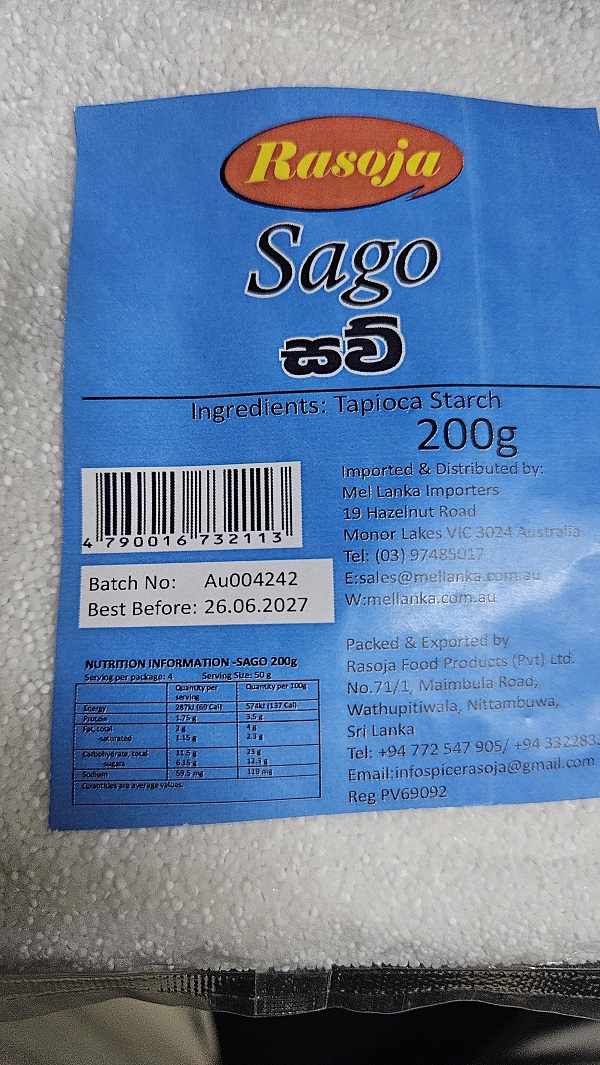Rasoja Sago 200g
