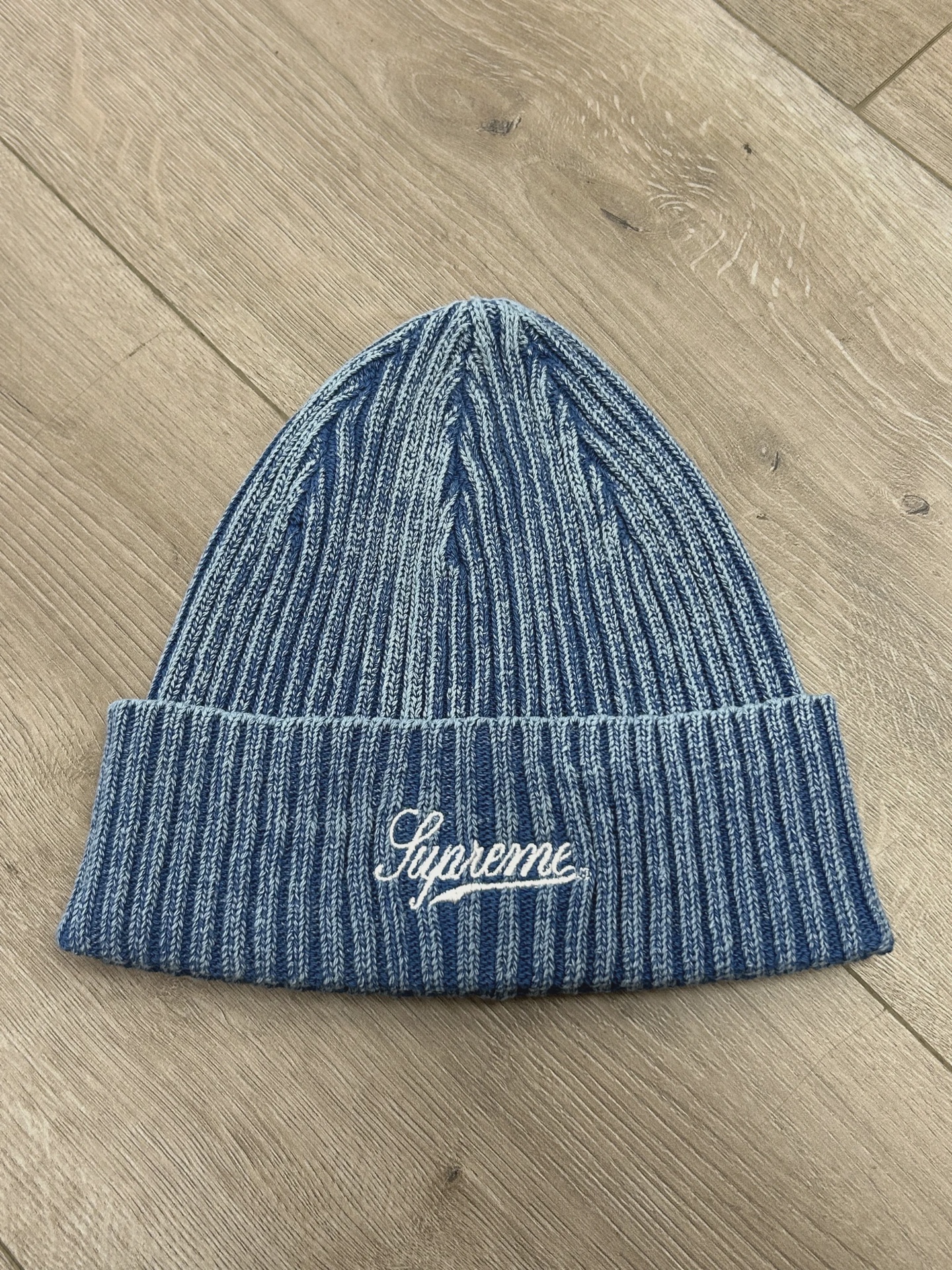 SS21 Supreme Bleached Rib Beanie Navy • Pre-Owned [6558]