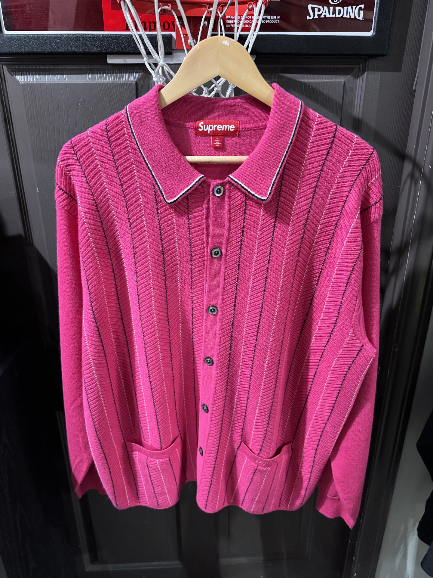 Supreme Herringbone Cardigan Pink