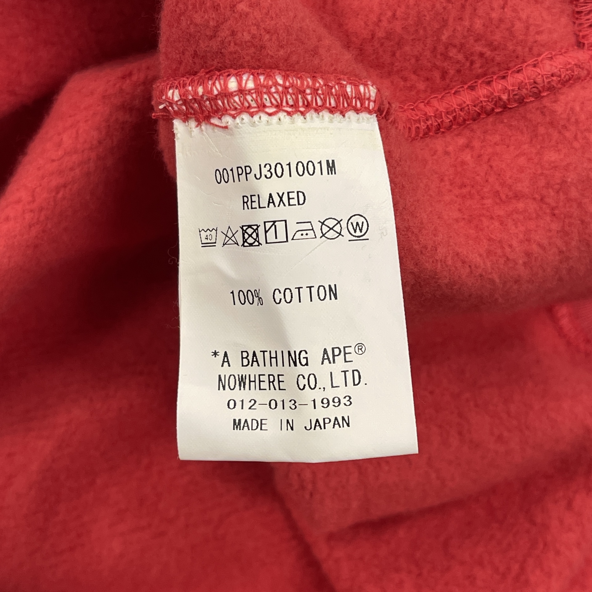 BAPE Ape Graphic Relaxed Fit Pullover Hoodie Red size Large Pre-Owned 4