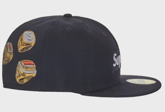 Supreme Rings Box Logo New Era 59Fifty Fitted Hat Navy • Brand New [3339] - photo 3