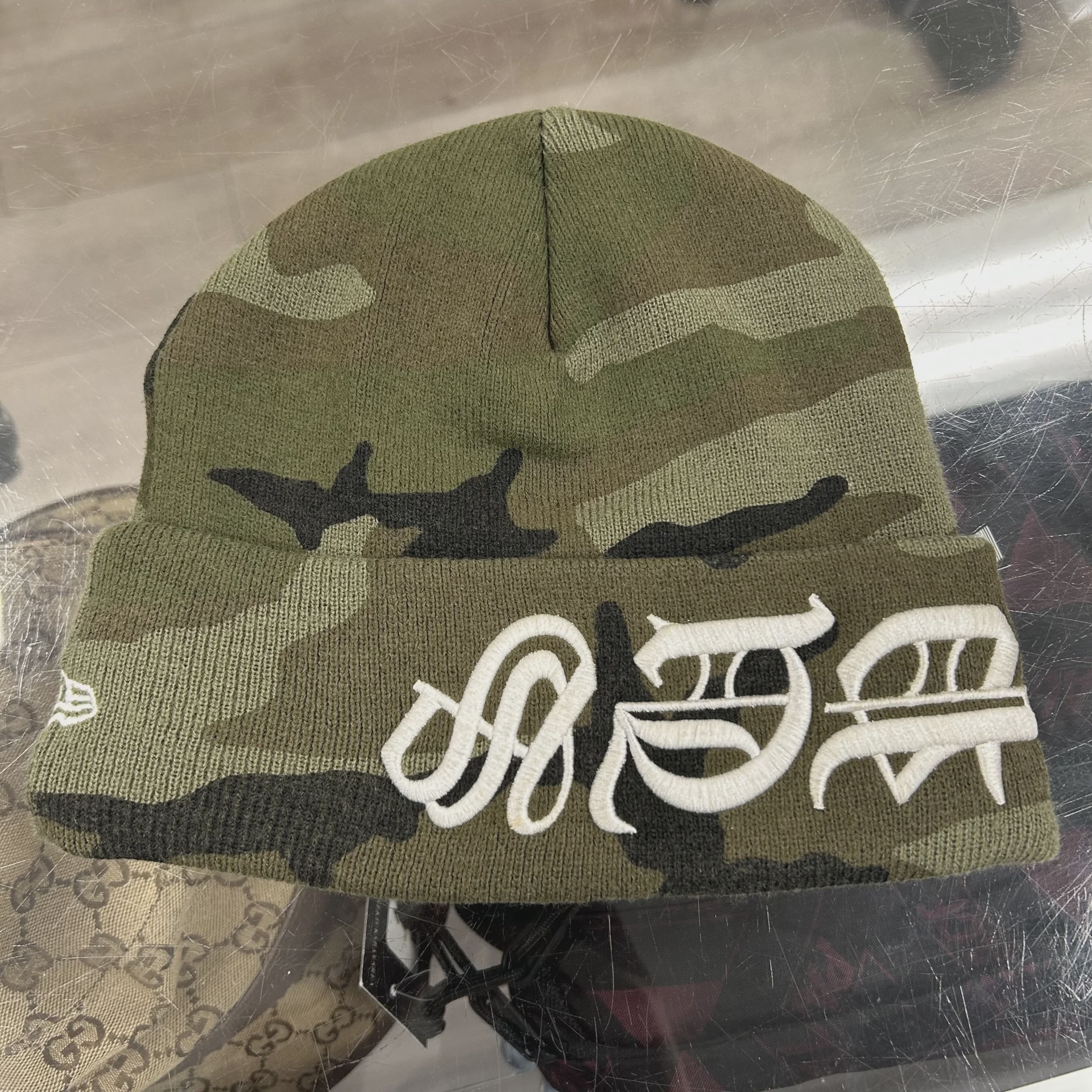 Supreme 2025 Supreme New Era Blackletter Beanie 'Woodland Camo' - Size One Size