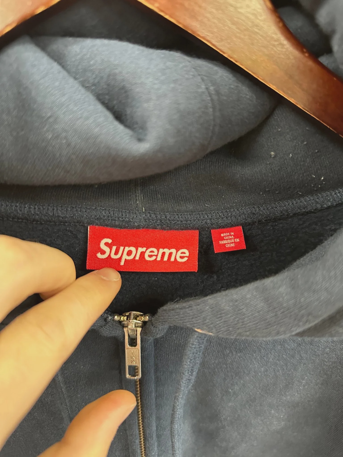 Supreme Big Logo Zip Up Hooded Sweatshirt Navy • Brand New [5179] - photo 5